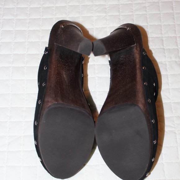Michael Kors Black suede Leather Wood Heel Studded - Picture 6 of 12